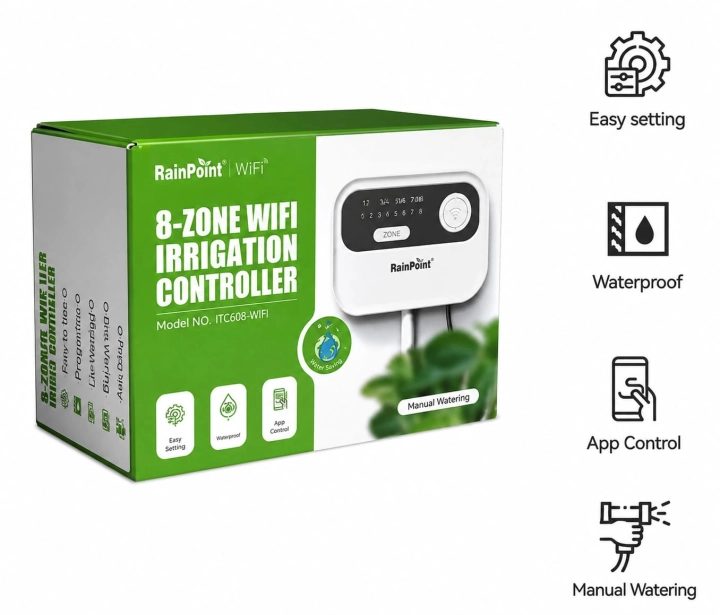 Sterownik Nawadniania RainPoint WiFi 8-Strefowy HIC801W
