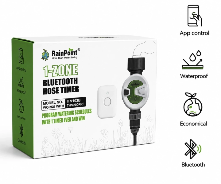 Sterownik Nawadniania RainPoint Bluetooth 1-Strefowy HTV102B + HWG0009