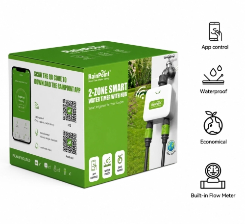 Sterownik Nawadniania RainPoint WiFi 2-Strefowy HTV213 + HWG023